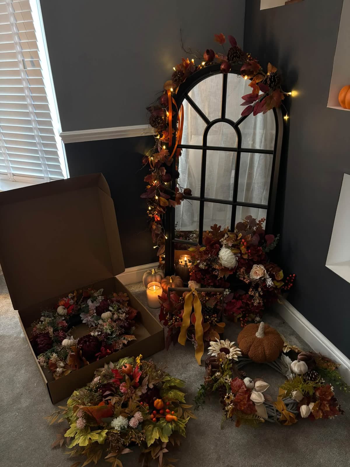 Autumn wreaths and arrangements being made at home